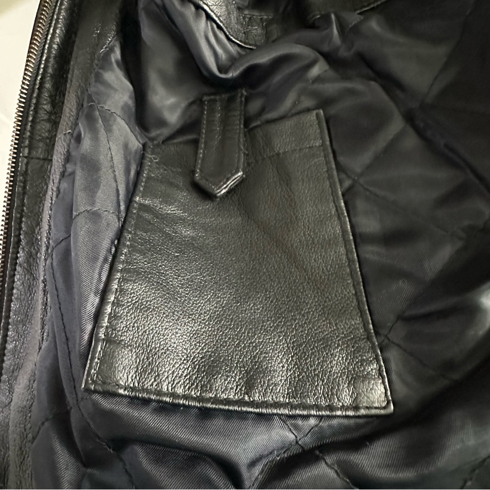 Burnside Black Leather Jacket Mens Large - Picture 7 of 13